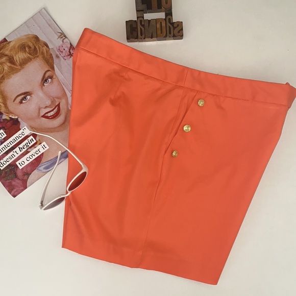 🆕MARILYN MONROE Girly Pin Up Nautical⚓️ Shorts in Chinese Coral - Picture 7 of 8